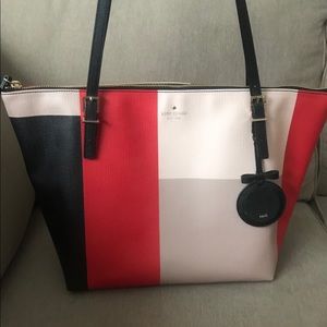 Kate Spade Black, Red, Tan Color Block Tote